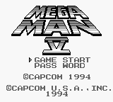 Mega Man 5 title screen for GameBoy